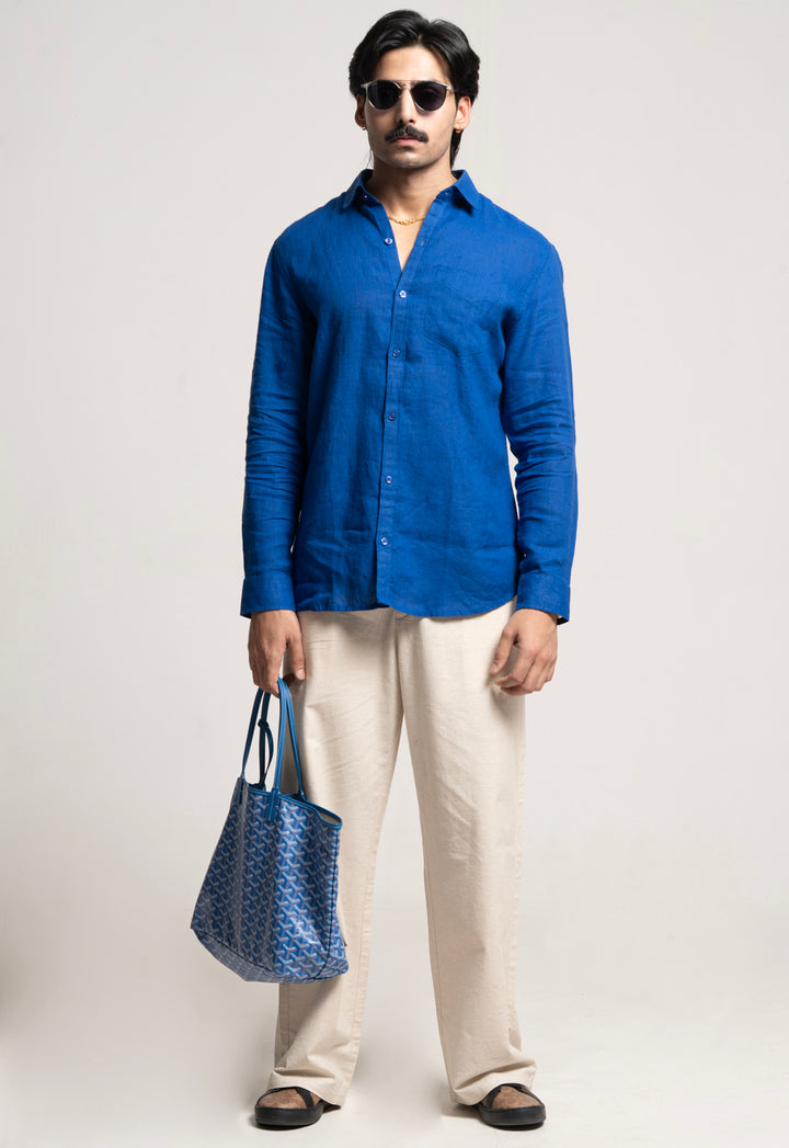 Classic 100% Linen Shirt - ROYAL BLUE