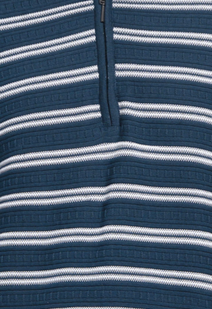 Knitted Striped T-Shirt – Navy