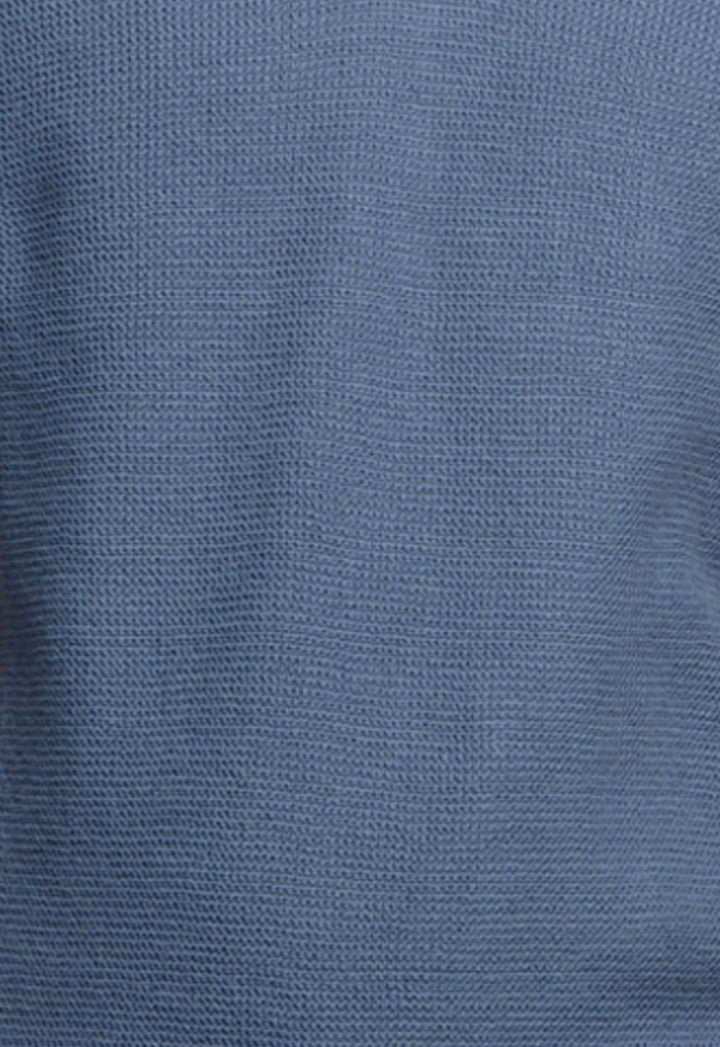 KNITTED COTTON POLO - BLUE
