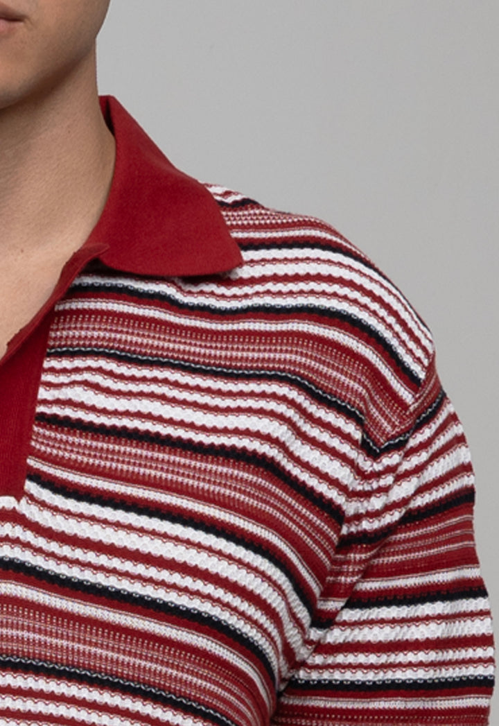 Classic Red Knitted Polo T-Shirt