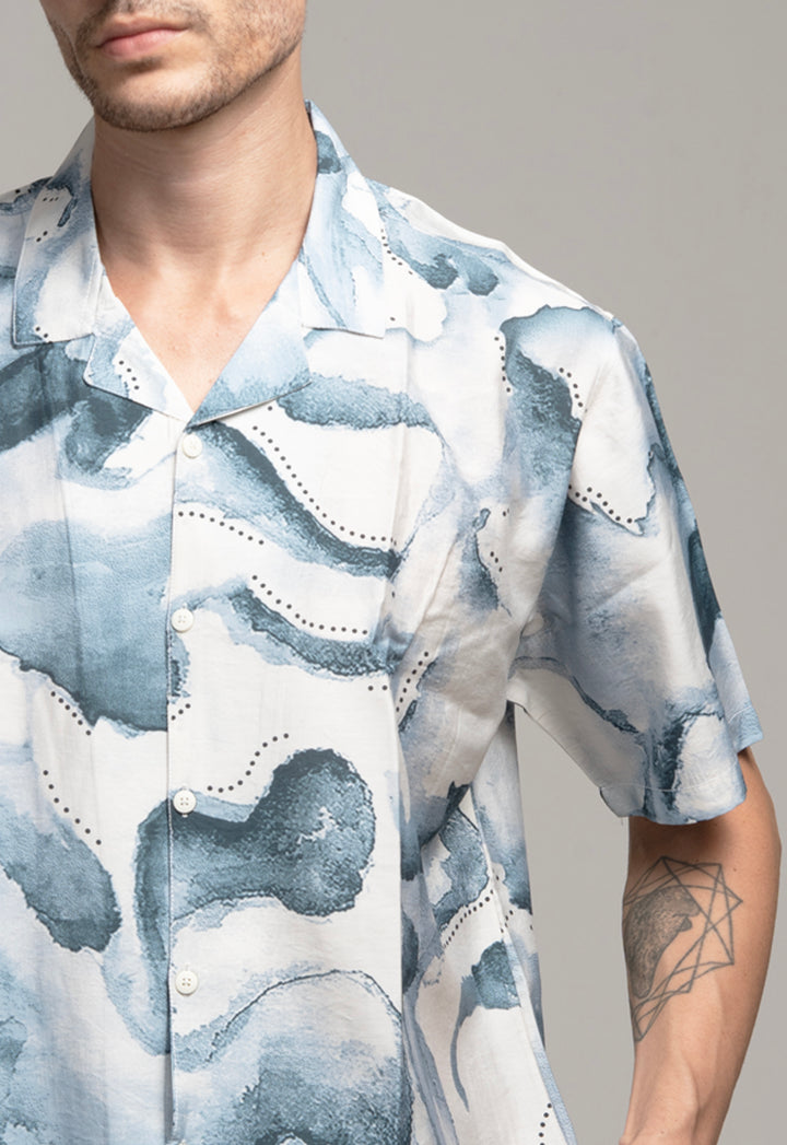 Casual Abstract Printed Shirt – Blue