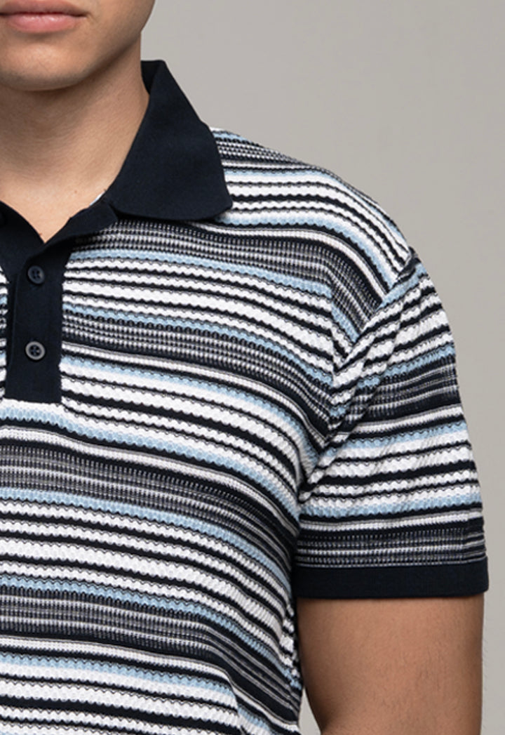 Classic Navy Knitted Polo T-Shirt